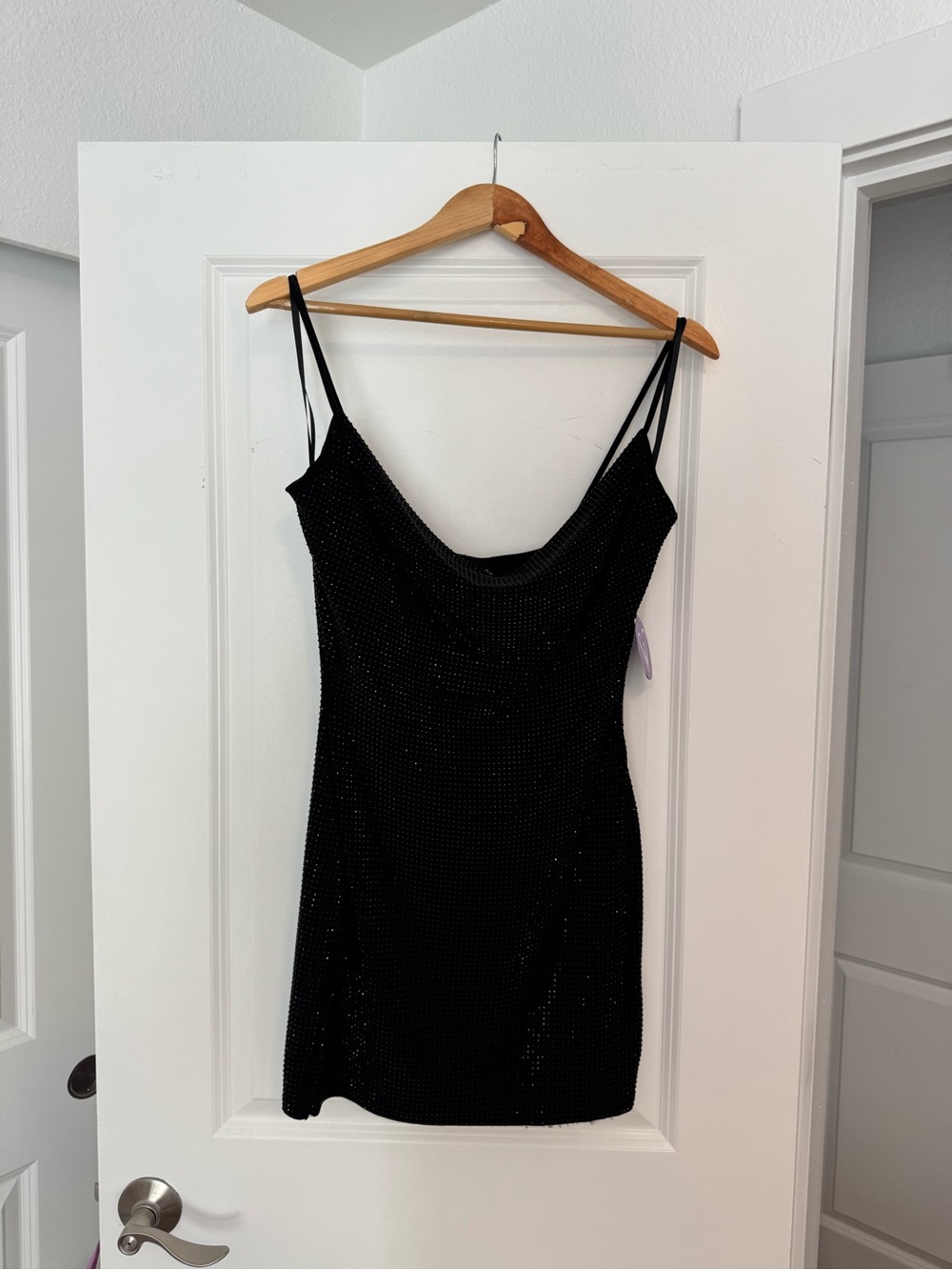 Windsor Black Sequin Cowl Slip Mini Dress